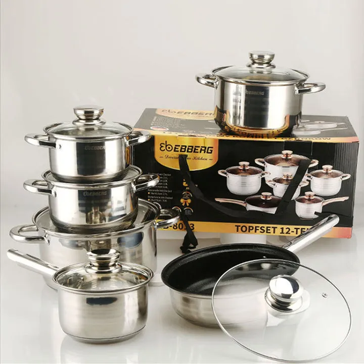 أواني والمقالي من الفولاذ المقاوم للصدأ Pieces Stainless Steel Non-Stick Pots