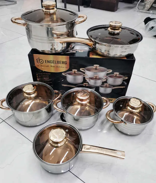 أواني والمقالي من الفولاذ المقاوم للصدأ Pieces Stainless Steel Non-Stick Pots