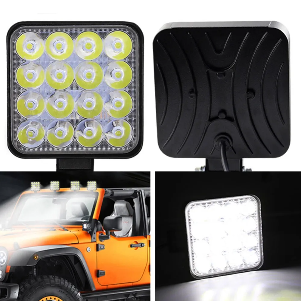 10PCS 80W CREE FLOOD LED Work Lights | 12V | Boat Camping Square 4 Inch Bar