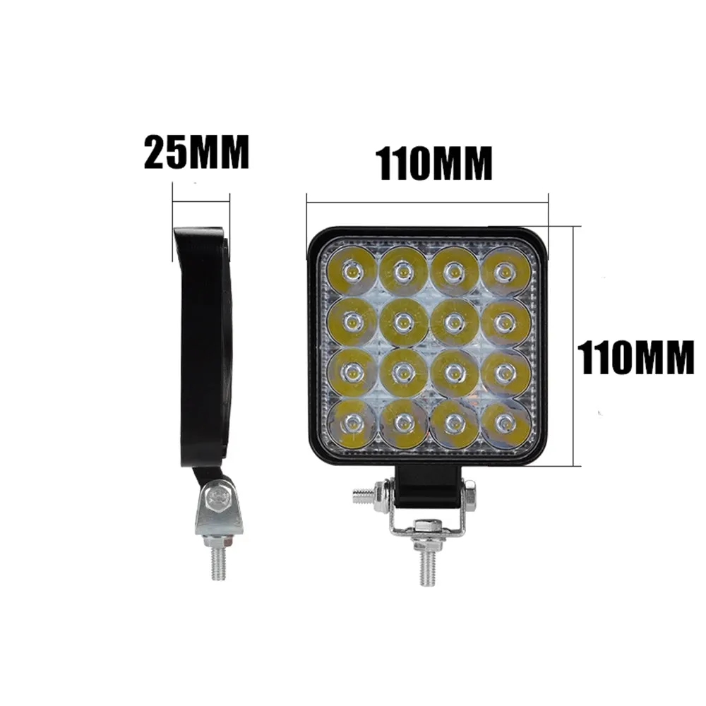 10PCS 80W CREE FLOOD LED Work Lights | 12V | Boat Camping Square 4 Inch Bar