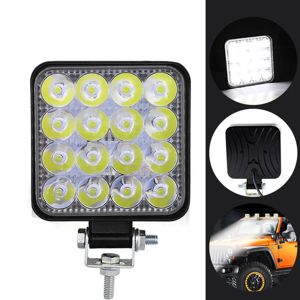 10PCS 80W CREE FLOOD LED Work Lights | 12V | Boat Camping Square 4 Inch Bar