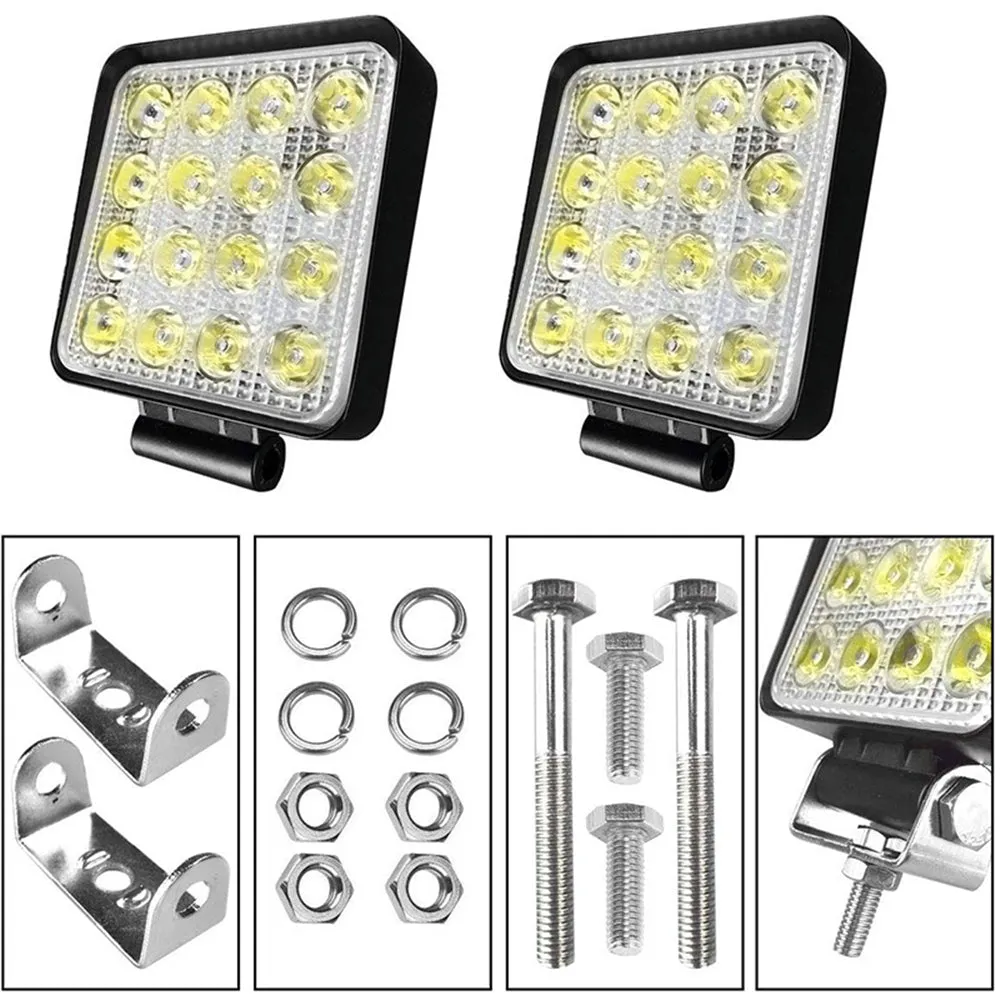10PCS 80W CREE FLOOD LED Work Lights | 12V | Boat Camping Square 4 Inch Bar