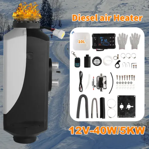 12V Diesel Heater | 5KW Air Tank | Remote Control & LCD Thermostat | Caravan & Motorhome Use