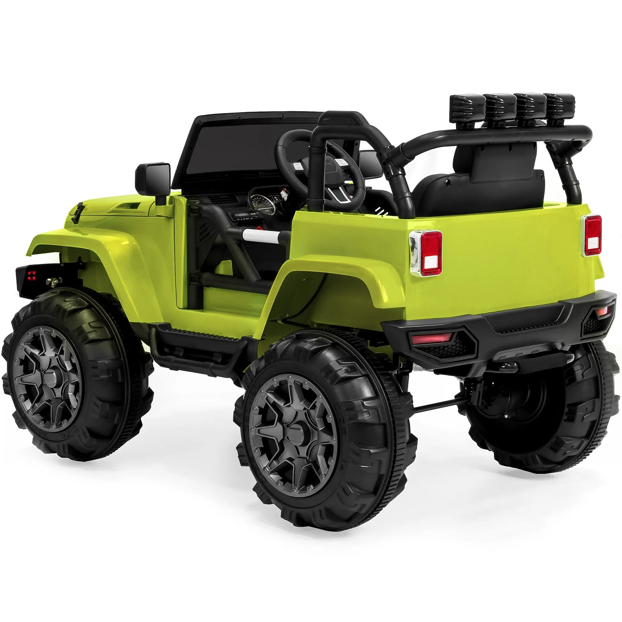 12V Kids Ride-On Truck Car Toy w/ 3 Speeds, LED Lights, Remote Control, Aux