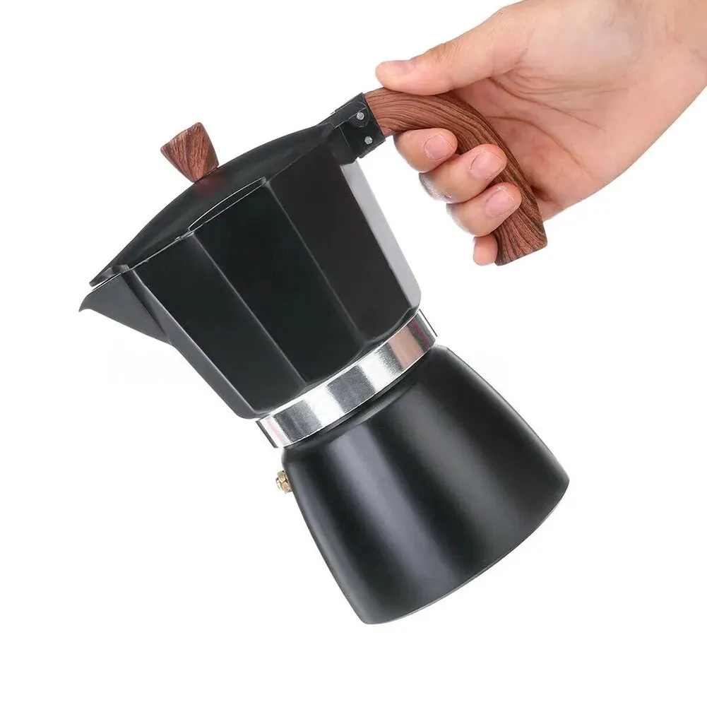 150ml 300ml Vintage Wooden Handle Moka Pot Classic Italian Cafe Tools for Kitchen Cafe