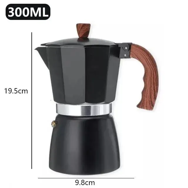 150ml 300ml Vintage Wooden Handle Moka Pot Classic Italian Cafe Tools for Kitchen Cafe