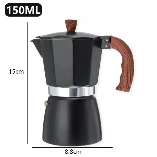 150ml 300ml Vintage Wooden Handle Moka Pot Classic Italian Cafe Tools for Kitchen Cafe
