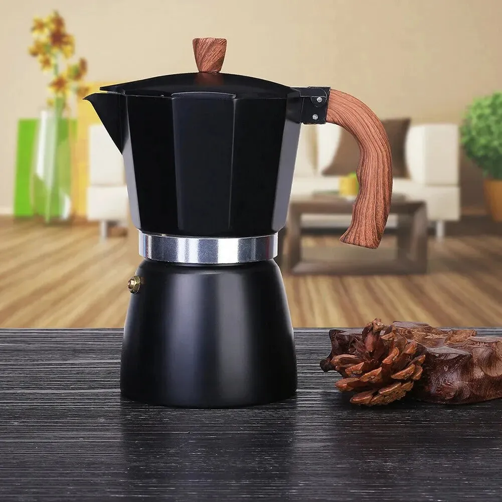 150ml 300ml Vintage Wooden Handle Moka Pot Classic Italian Cafe Tools for Kitchen Cafe