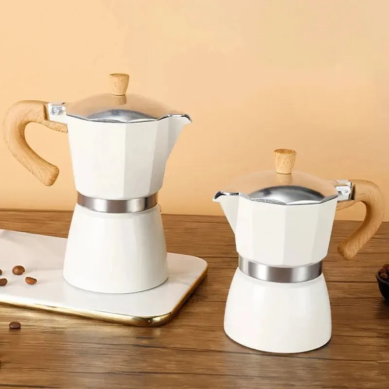 150ml 300ml Vintage Wooden Handle Moka Pot Classic Italian Cafe Tools for Kitchen Cafe