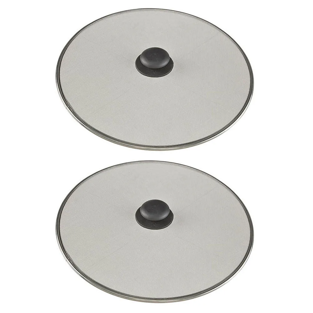 2 Pc 11" Splatter Screen Frying Pan Stainless Steel Grease Guard Shield Hot Oil