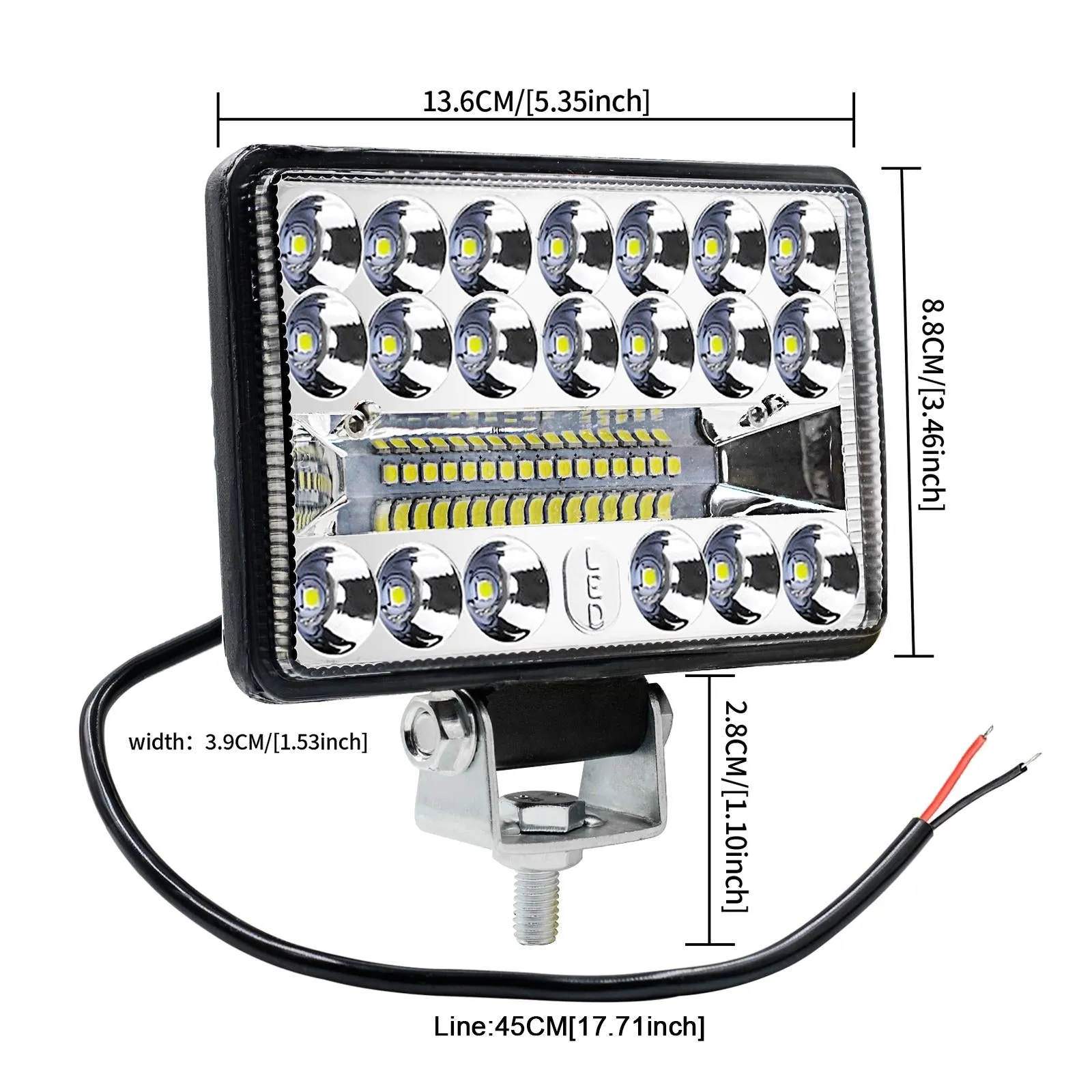 2 Pcs 4 Inch LED Work Light | CS-1243A1 | Square | 20 LEDs | High Brightness Spotlight