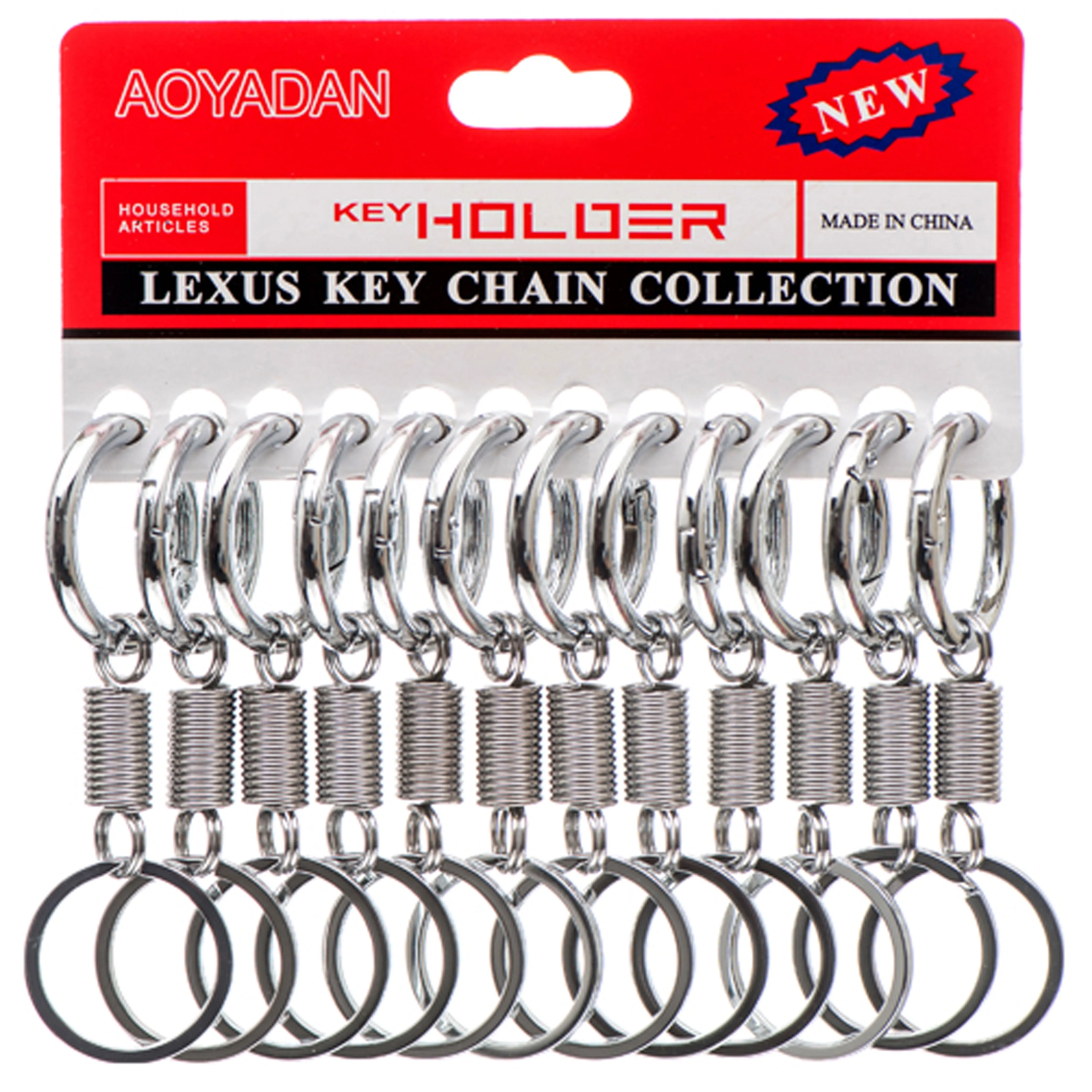 24 Pc Carabiner Key Ring Hook Keychains Metal Spring Coil Clips Belt Keyrings