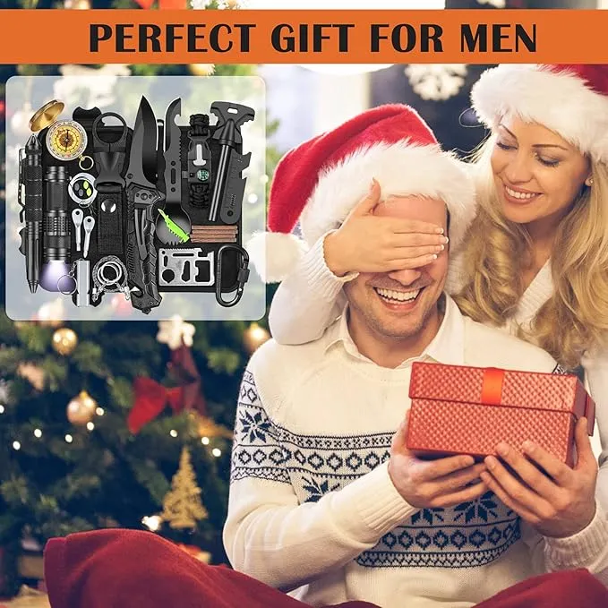 35 in 1 Survival Kit, Gifts for Dad Men Husband, Powerful Survival Gear and Equipment, Birthday Gifts for Him Teen Boy Boyfriend, Upgraded Cool Gadgets for Camping, Hiking, Hunting, Fishing