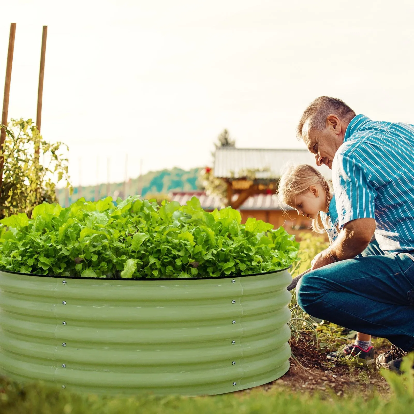 42'' Round 17'' Tall Raised Garden Bed Planter