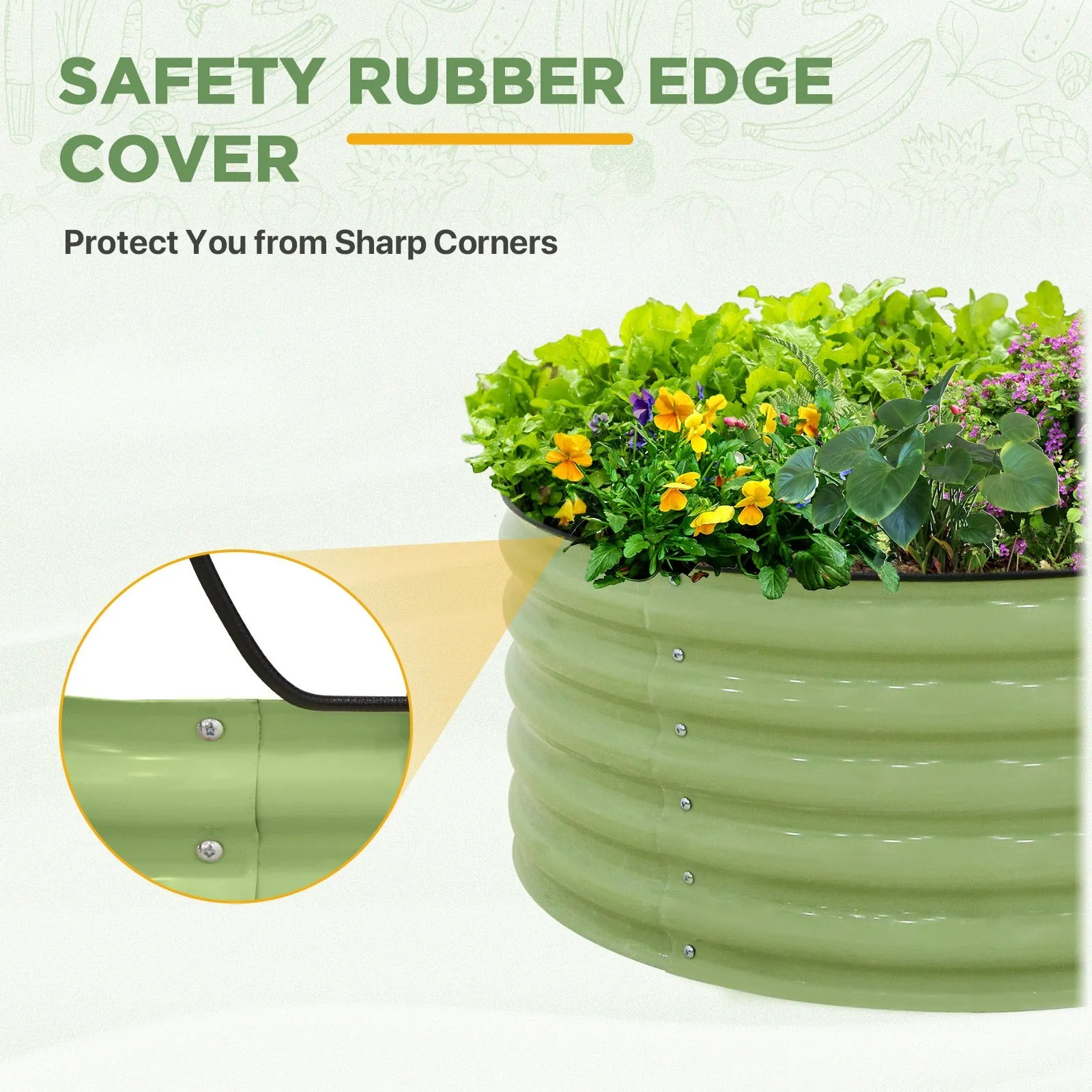 42'' Round 17'' Tall Raised Garden Bed Planter