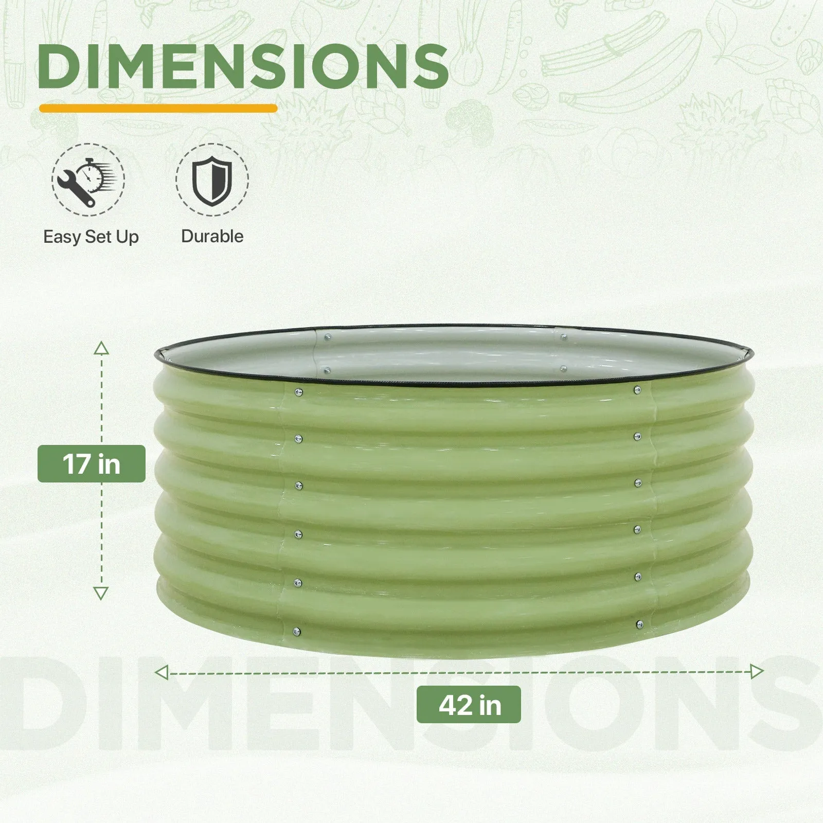 42'' Round 17'' Tall Raised Garden Bed Planter