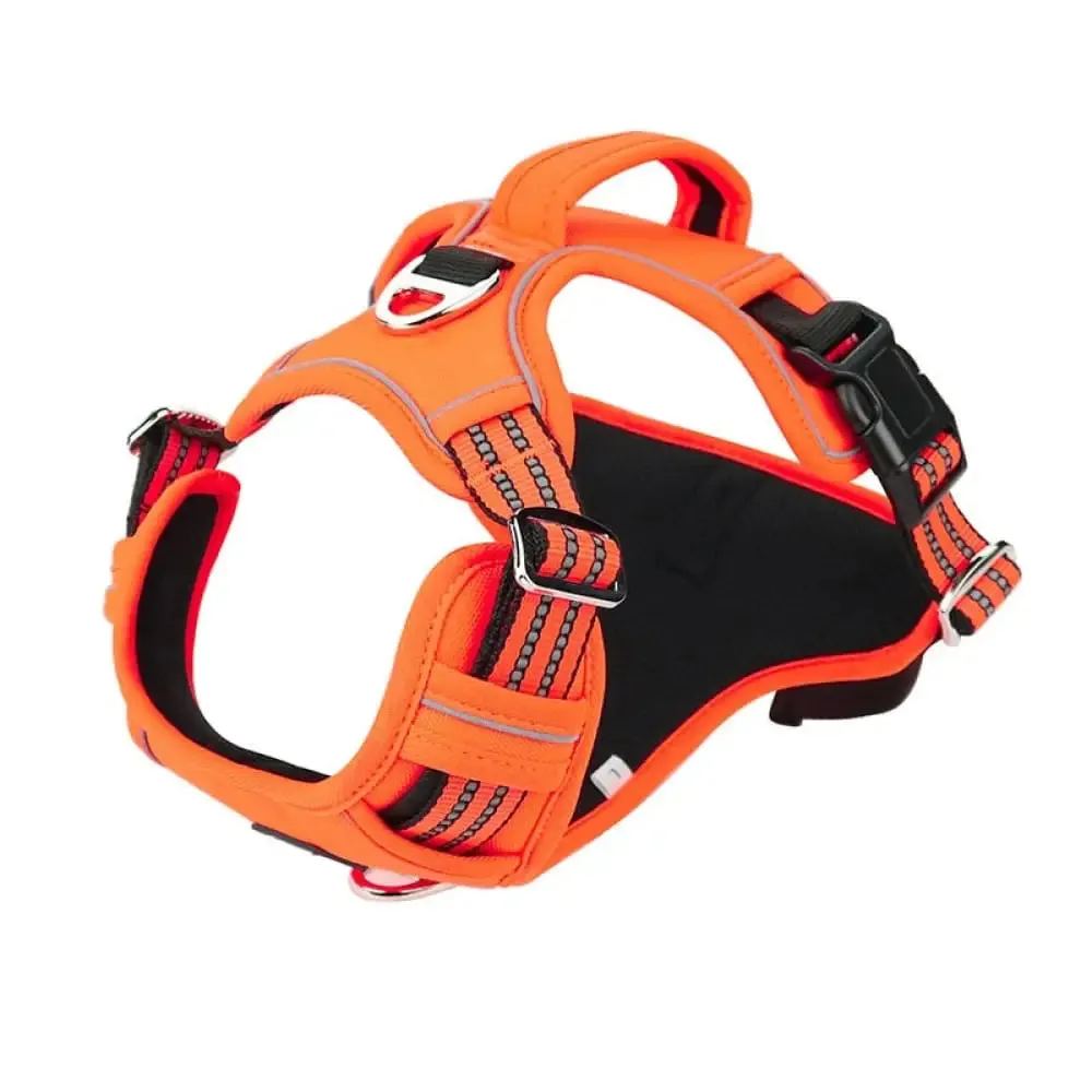 Adjustable Easy Control Handle Reflective Soft Padded Dog Harness with 2 Leash Clips no Choke