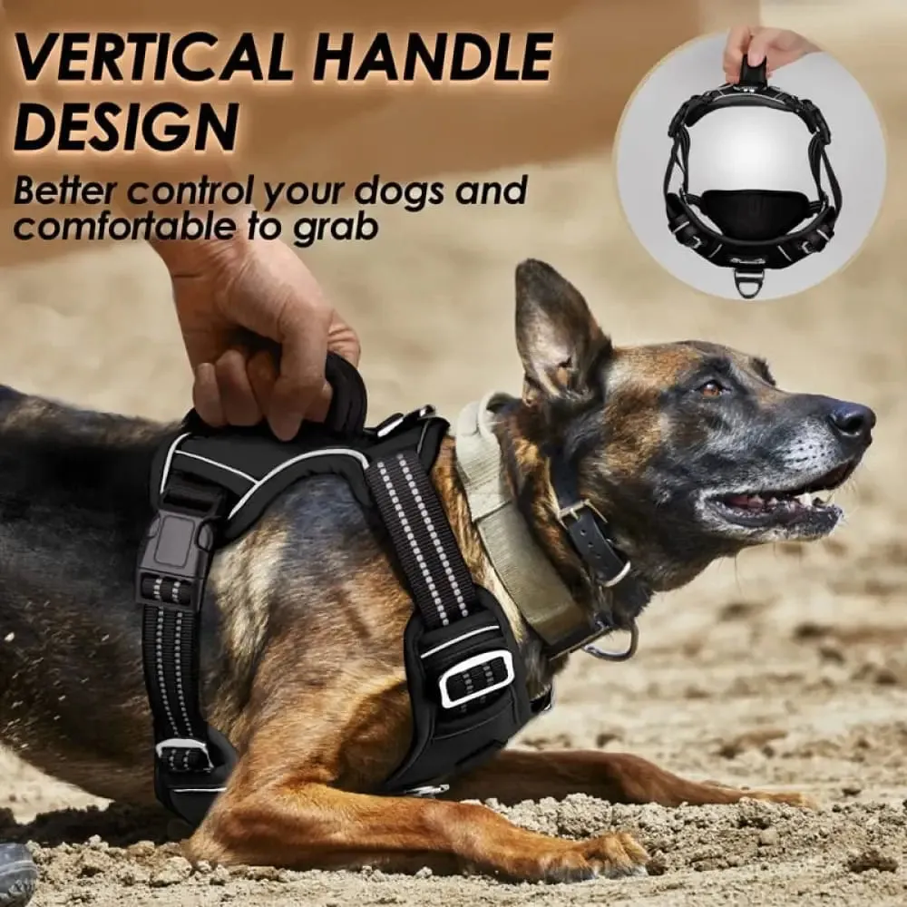 Adjustable Easy Control Handle Reflective Soft Padded Dog Harness with 2 Leash Clips no Choke