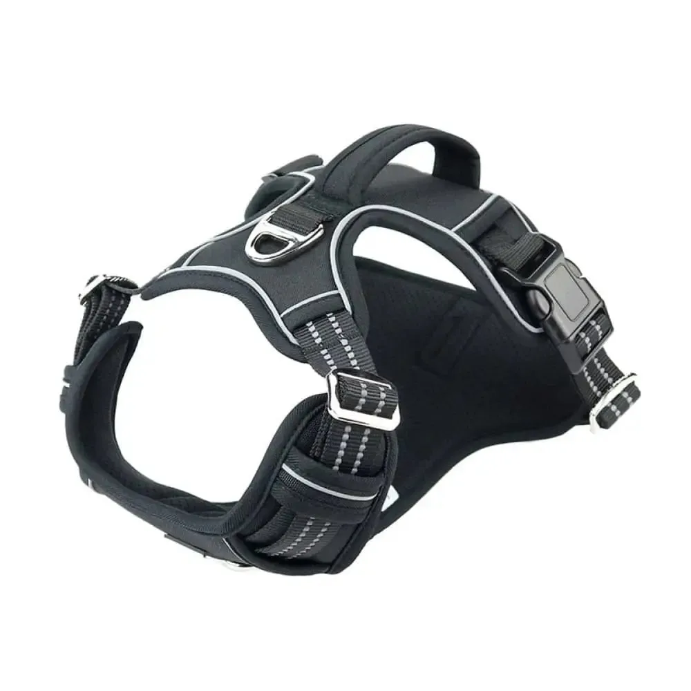Adjustable Easy Control Handle Reflective Soft Padded Dog Harness with 2 Leash Clips no Choke