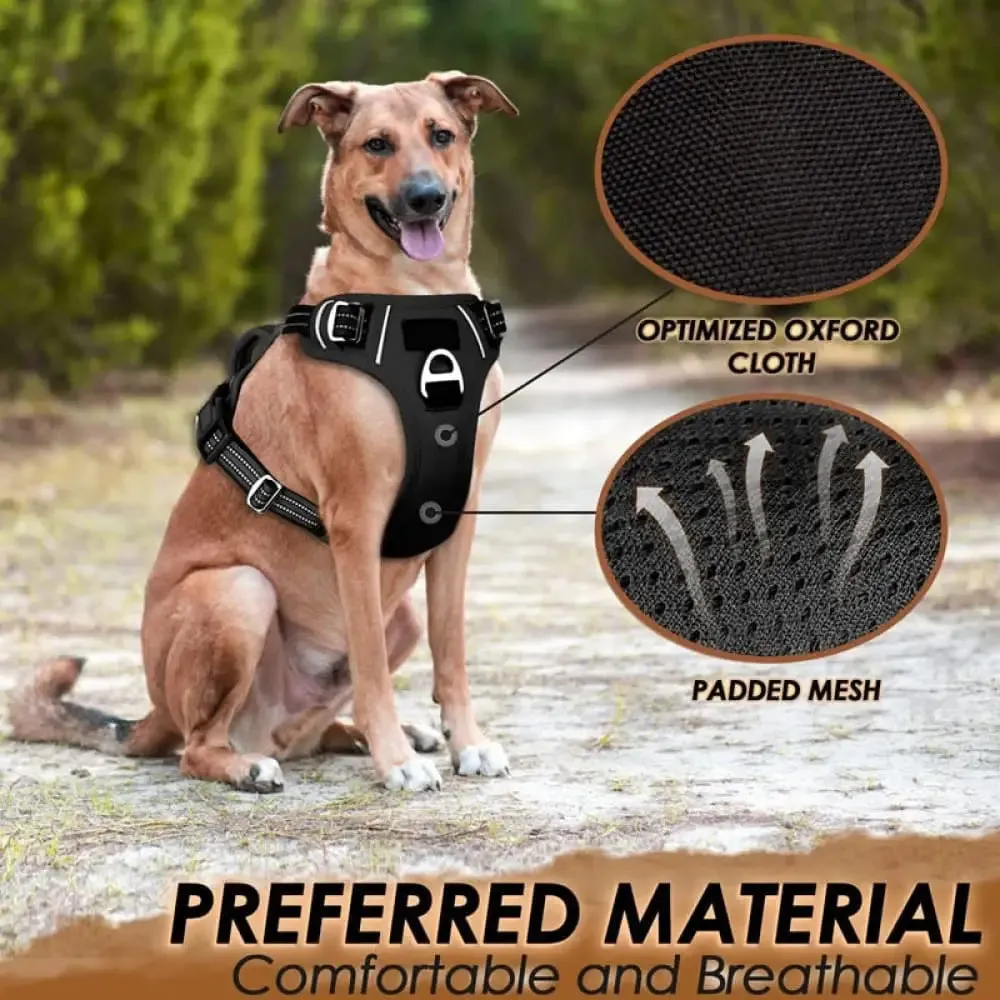 Adjustable Easy Control Handle Reflective Soft Padded Dog Harness with 2 Leash Clips no Choke