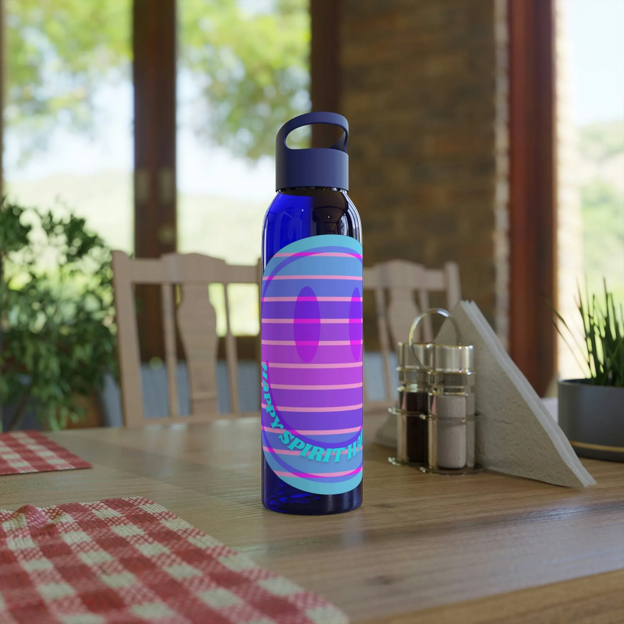 Aesthetic Happy Spirit Happy Life Water Bottle,  Aesthetic Pink, Smile Face, Trendy Tumblr Bottle, Happy Mind Tumbler, BPA Free Smil