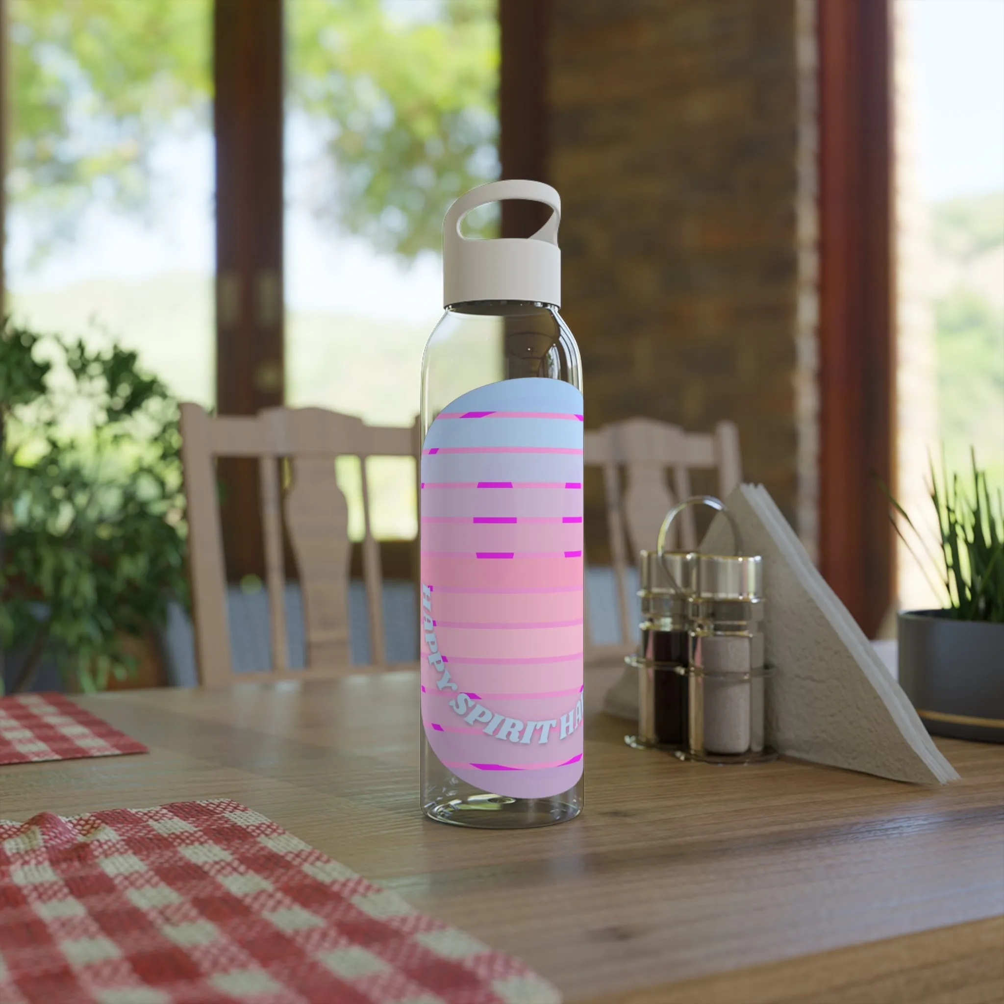 Aesthetic Happy Spirit Happy Life Water Bottle,  Aesthetic Pink, Smile Face, Trendy Tumblr Bottle, Happy Mind Tumbler, BPA Free Smile Bottle