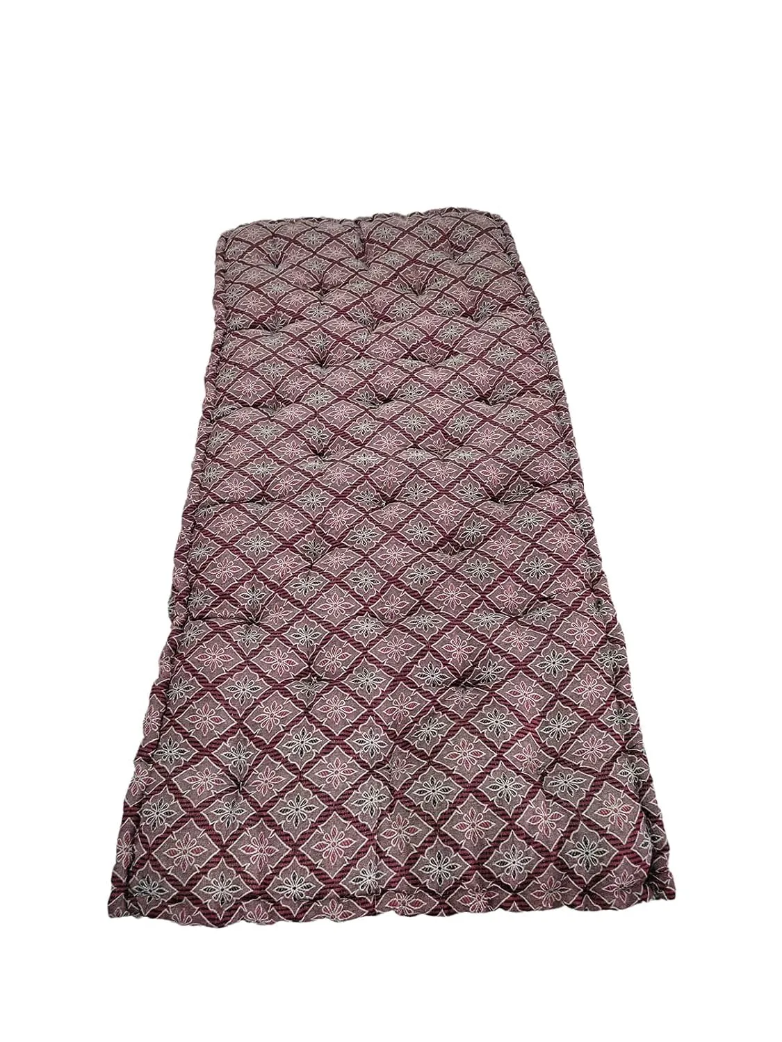 ATOOTFUSION Think 5-Inch Cotton Box Mattress | Gadda Medium Firm Soft Cotton Quilt Mattress | Box Rectangle Type Single Bed Mattress (3X6 ft or 72X36X5 Inches,with One Fiber Pillow) Maroon