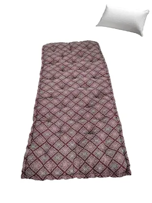 ATOOTFUSION Think 5-Inch Cotton Box Mattress | Gadda Medium Firm Soft Cotton Quilt Mattress | Box Rectangle Type Single Bed Mattress (3X6 ft or 72X36X5 Inches,with One Fiber Pillow) Maroon