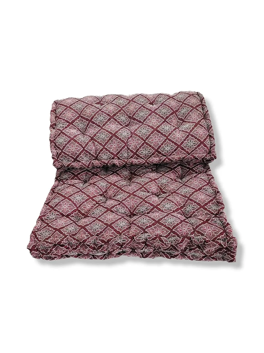 ATOOTFUSION Think 5-Inch Cotton Box Mattress | Gadda Medium Firm Soft Cotton Quilt Mattress | Box Rectangle Type Single Bed Mattress (3X6 ft or 72X36X5 Inches,with One Fiber Pillow) Maroon
