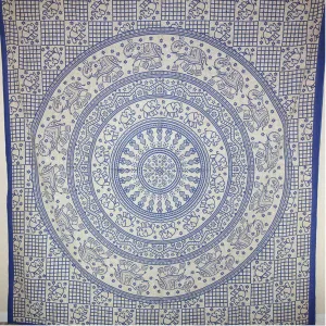 Blue Baby Elephant Chakra Mandala Tapestry