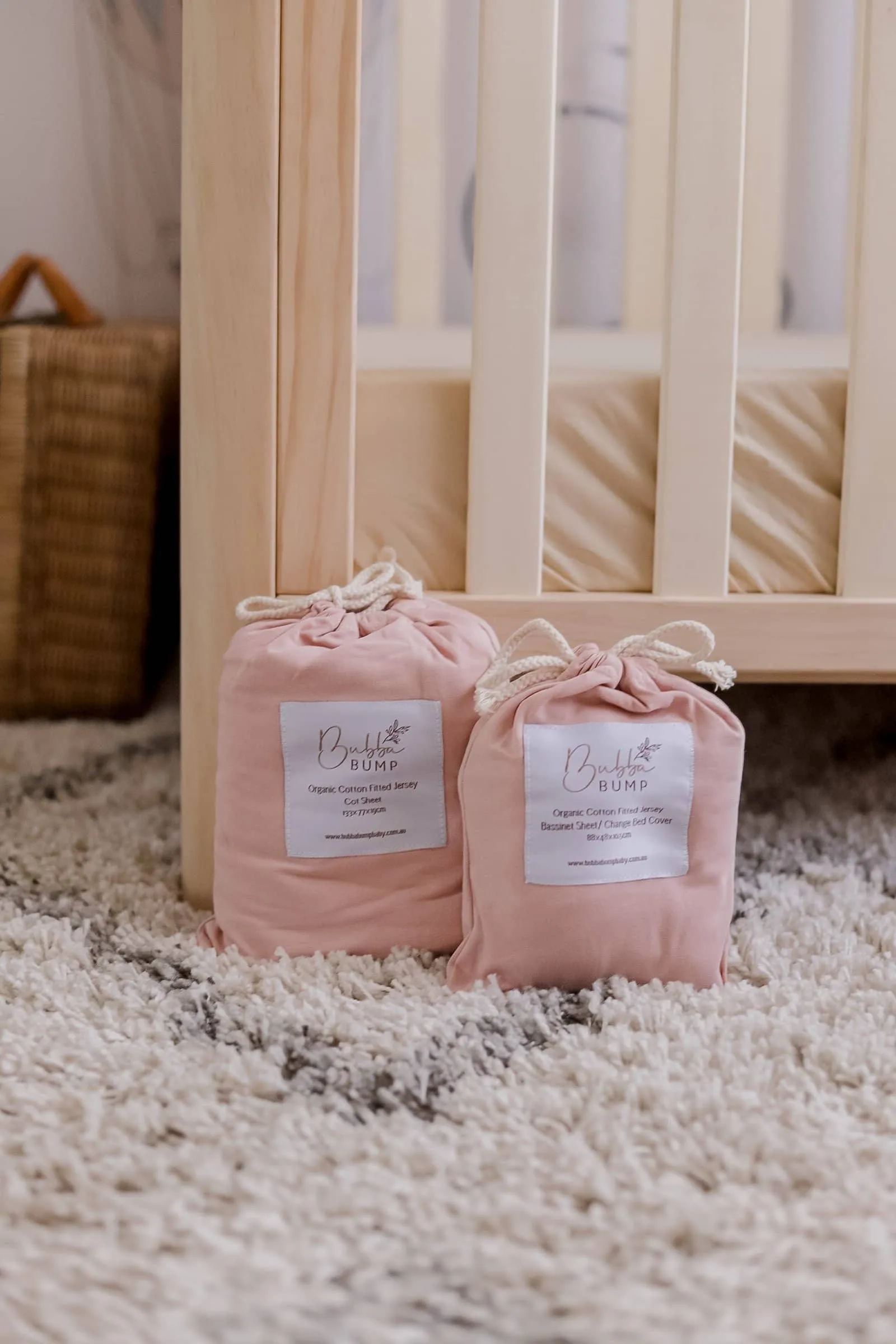 Blush Fitted Organic Bassinet Sheet/ Change Mat Cover