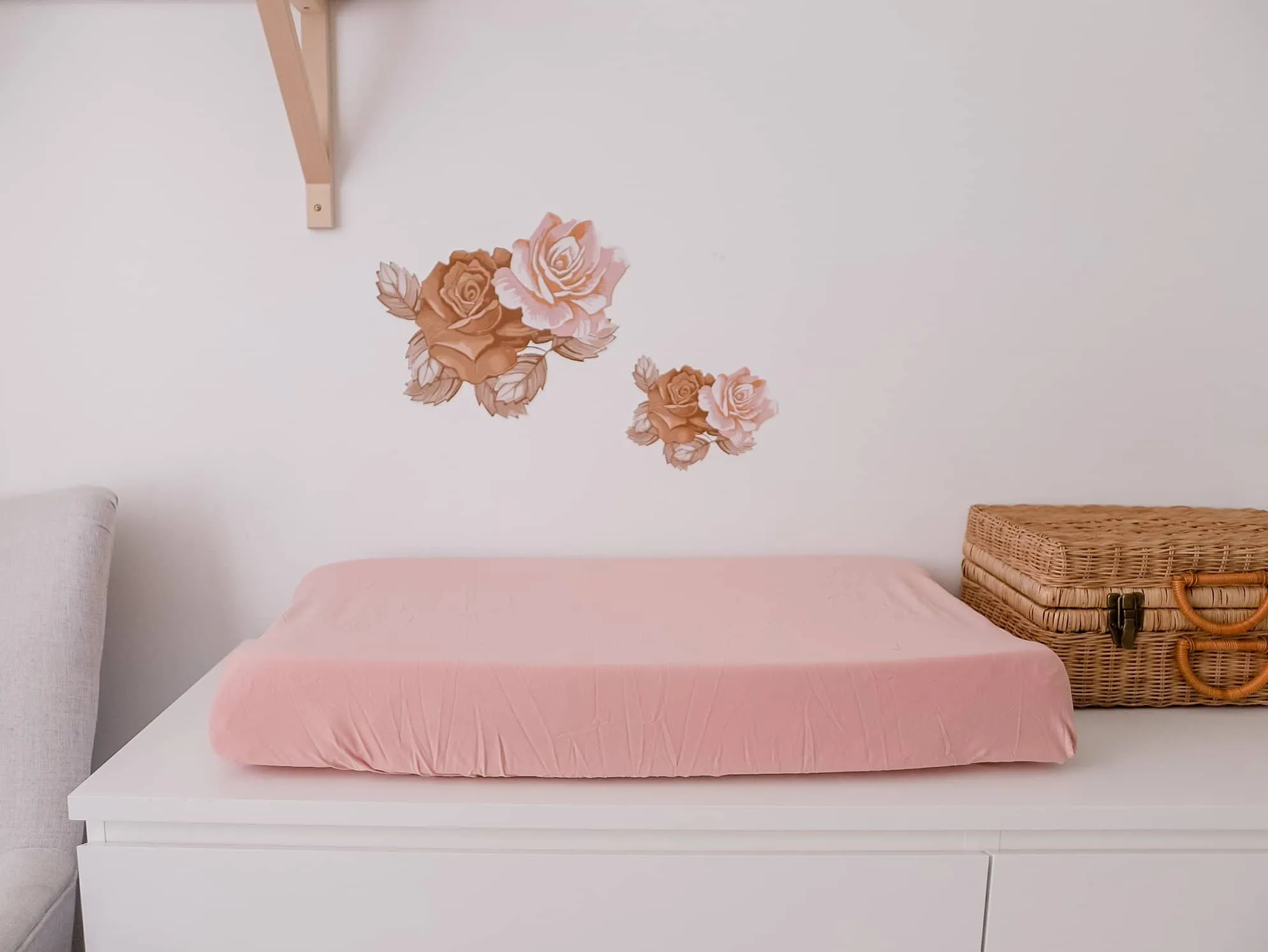 Blush Fitted Organic Bassinet Sheet/ Change Mat Cover