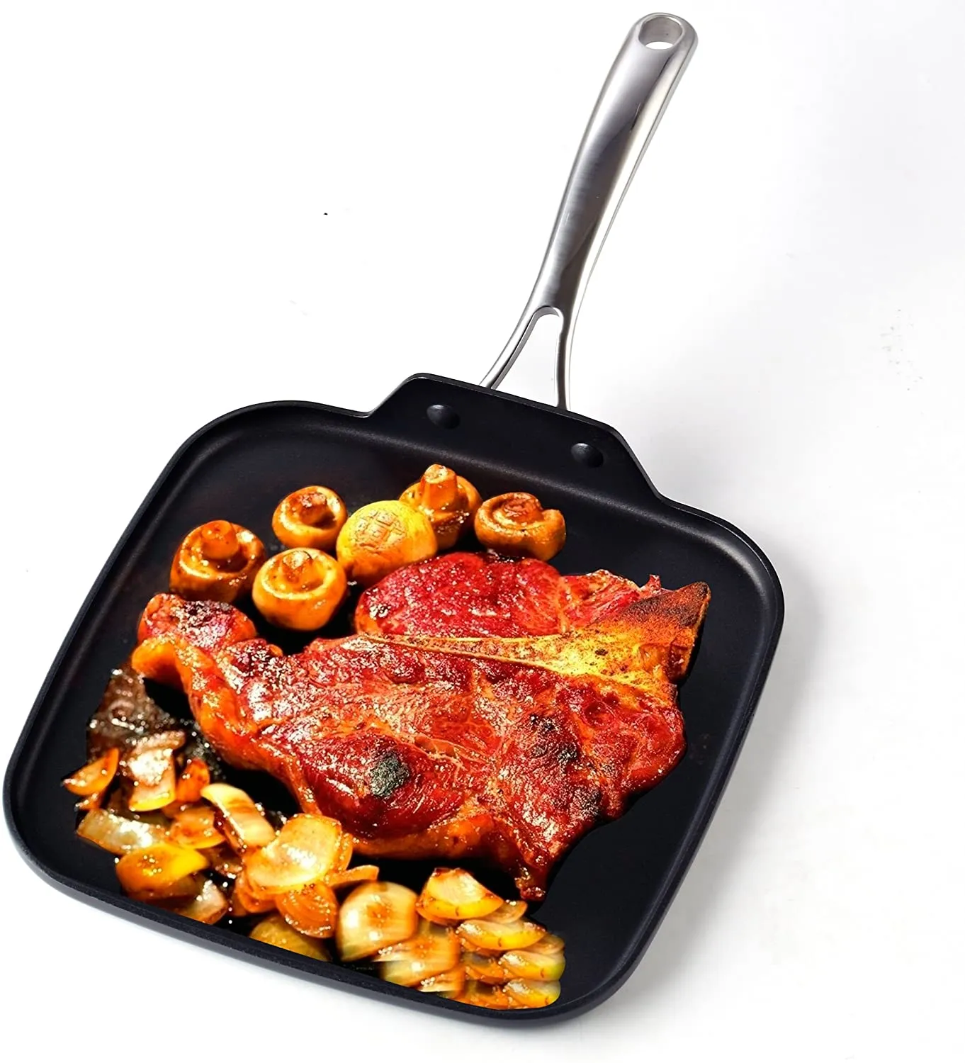 Cooks Standard Nonstick Square Griddle Pan 11 x 11-Inch, Hard Anodized Cookware Griddle Pan, Black