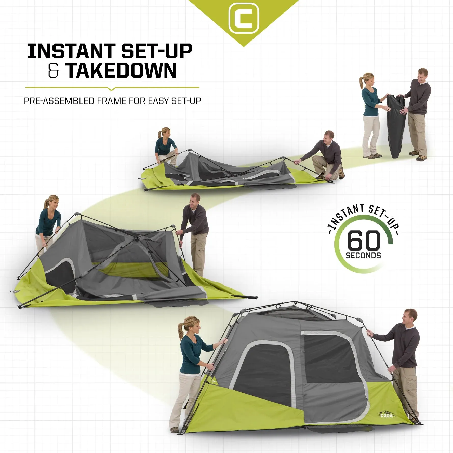 CORE 6 Person Instant Cabin Tent 11' x 9'