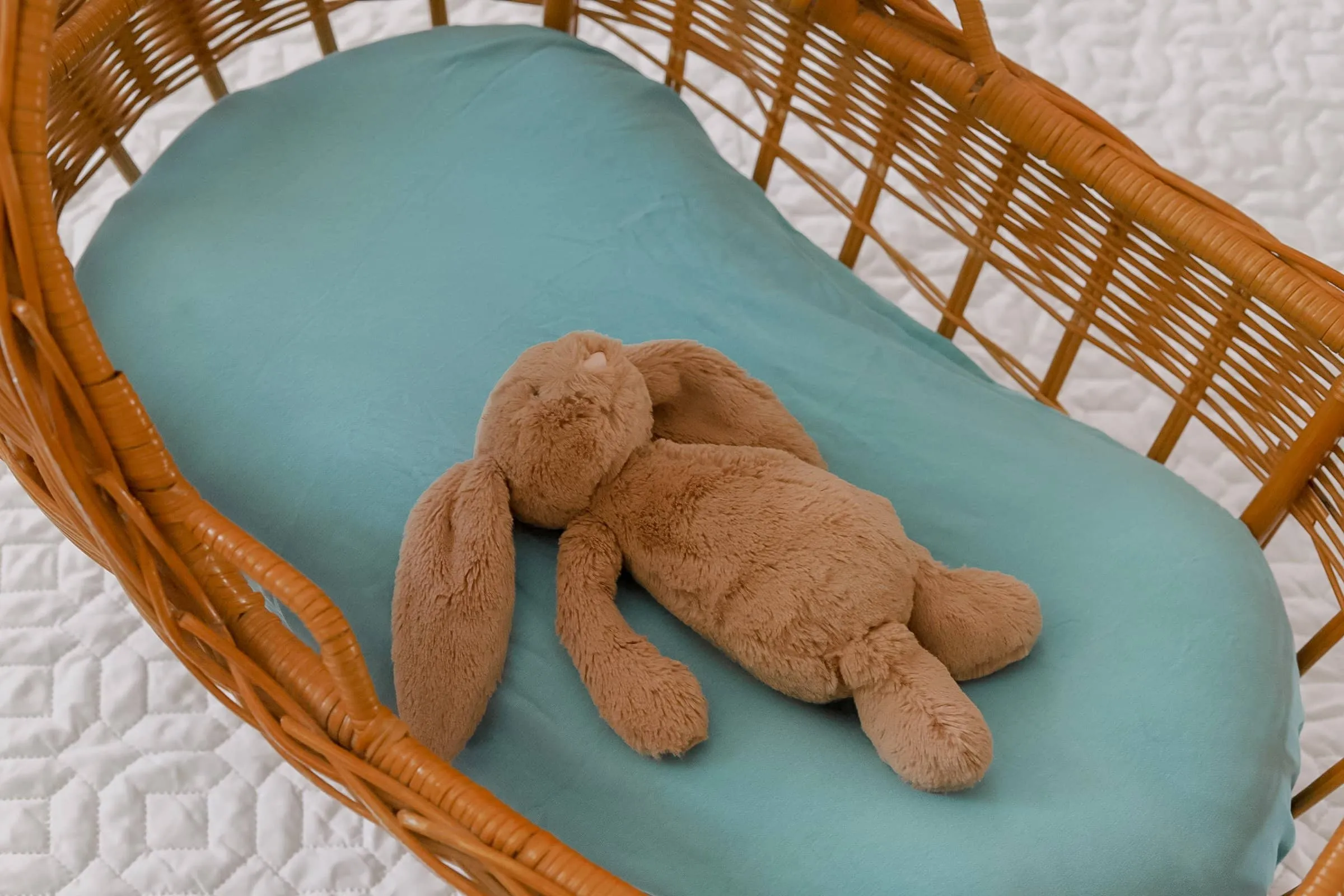 Duck Egg Blue Fitted Organic Bassinet Sheet/ Change Mat Cover
