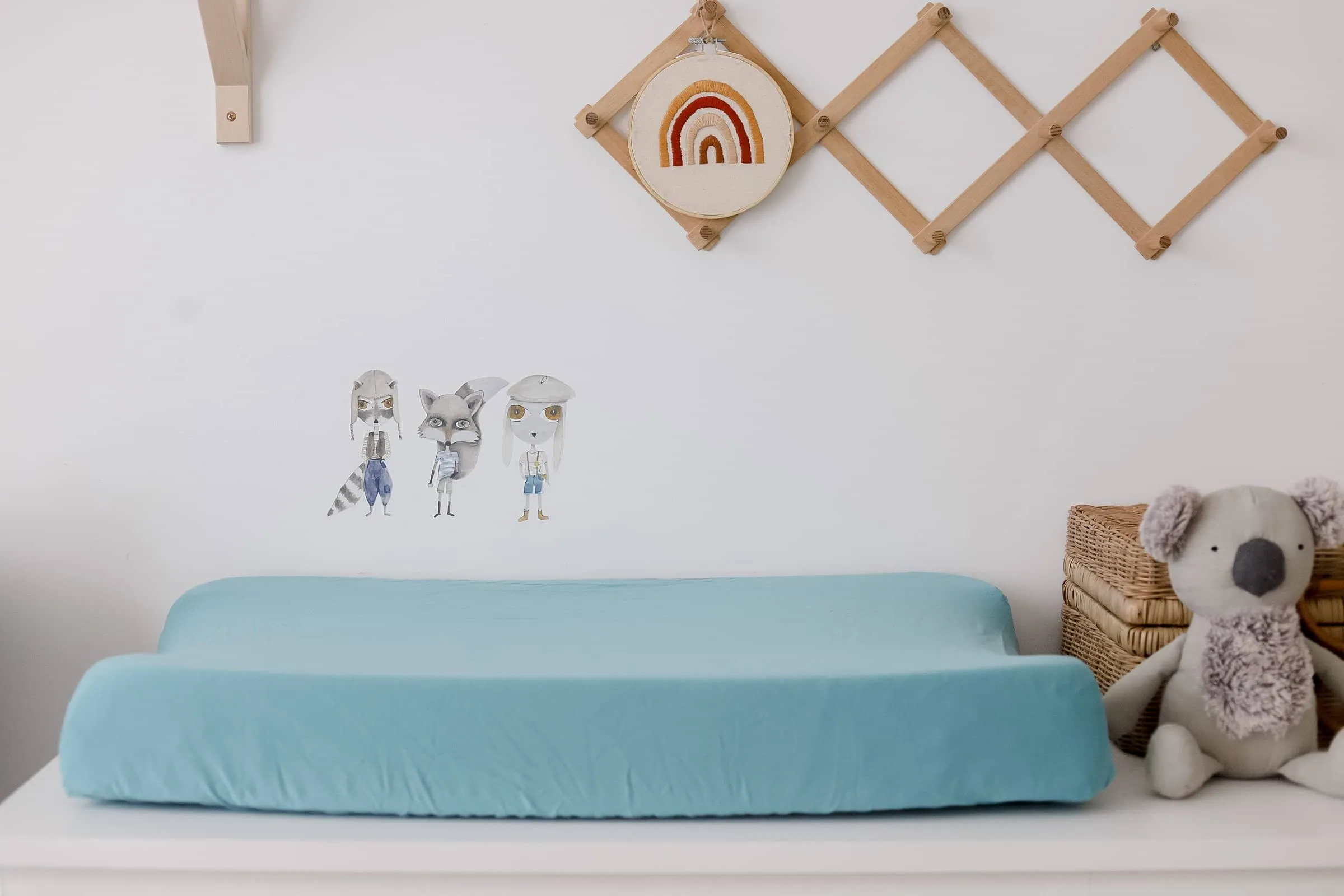 Duck Egg Blue Fitted Organic Bassinet Sheet/ Change Mat Cover