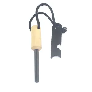 Fire Starter Thick Bushcraft Fire Steel with Handcrafted Wood Handle