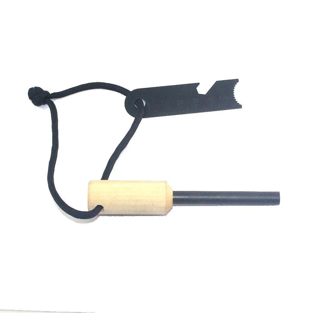Fire Starter Thick Bushcraft Fire Steel with Handcrafted Wood Handle