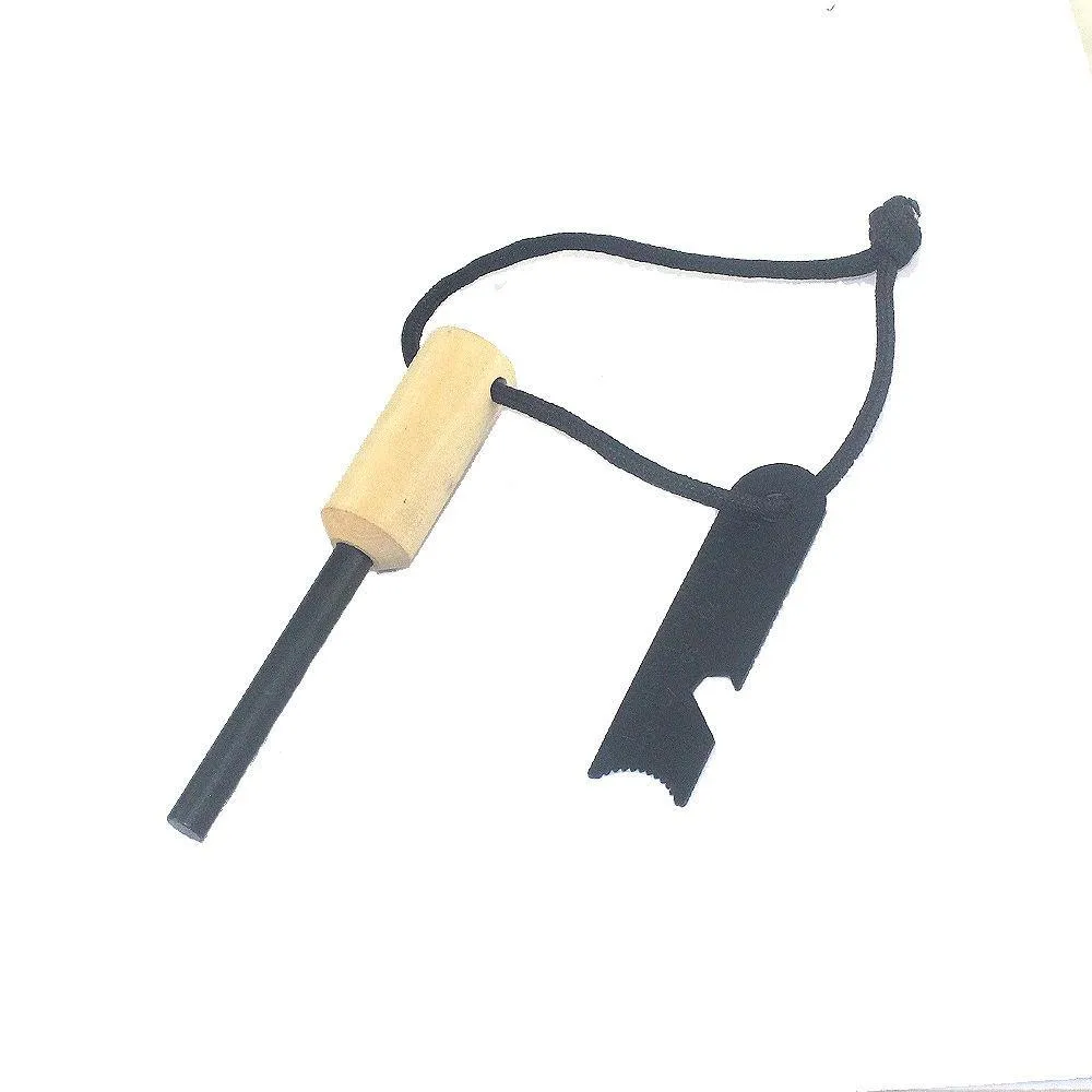 Fire Starter Thick Bushcraft Fire Steel with Handcrafted Wood Handle