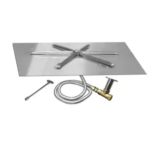 Firegear 25" Stainless Steel Square Flat Pan Gas Fire Pit Insert FPB-25SFBSTFS-N