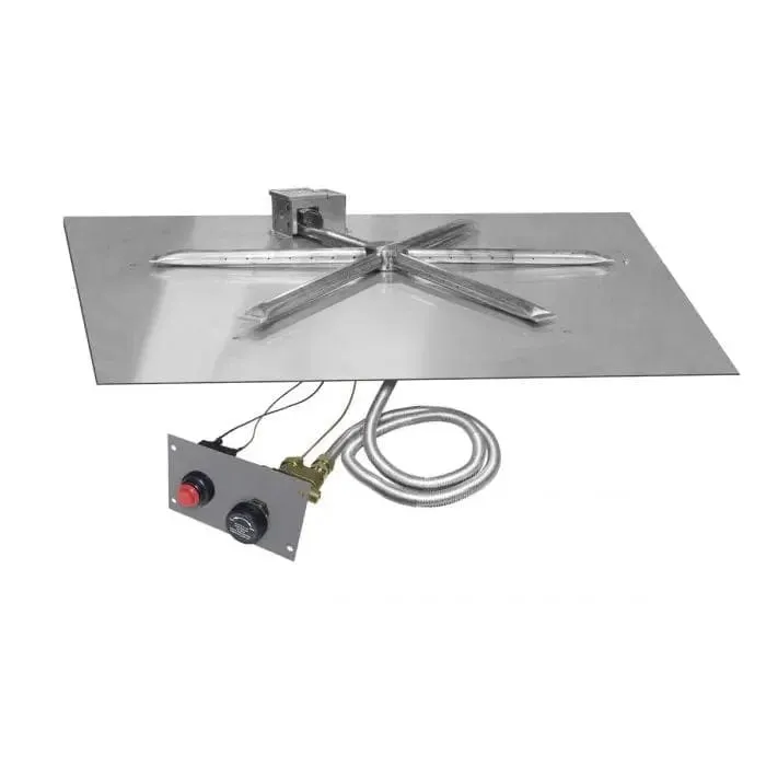 Firegear 25" Stainless Steel Square Flat Pan Gas Fire Pit Insert FPB-25SFBSTFS-N