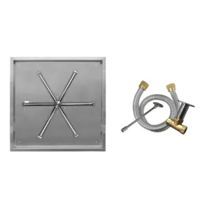 Firegear 32" Stainless Steel Square Pan Gas Fire Pit Insert FPB-32SBS31MT-N