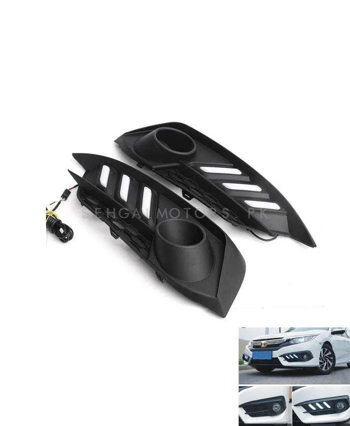 Honda Civic Fog Lamps Lights DRL Cover Mustang Style - Model 2016-2021
