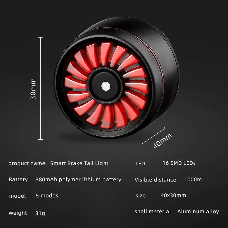 JEORGE Smart Bike Tail Light: Auto On/Off Rear Bicycle Flashlight.