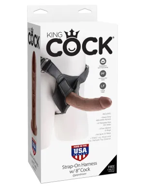 King Cock Strap On Harness With 8 Cock Brown "