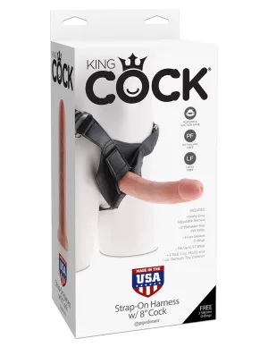 King Cock Strap On Harness With 8 Cock Flesh "