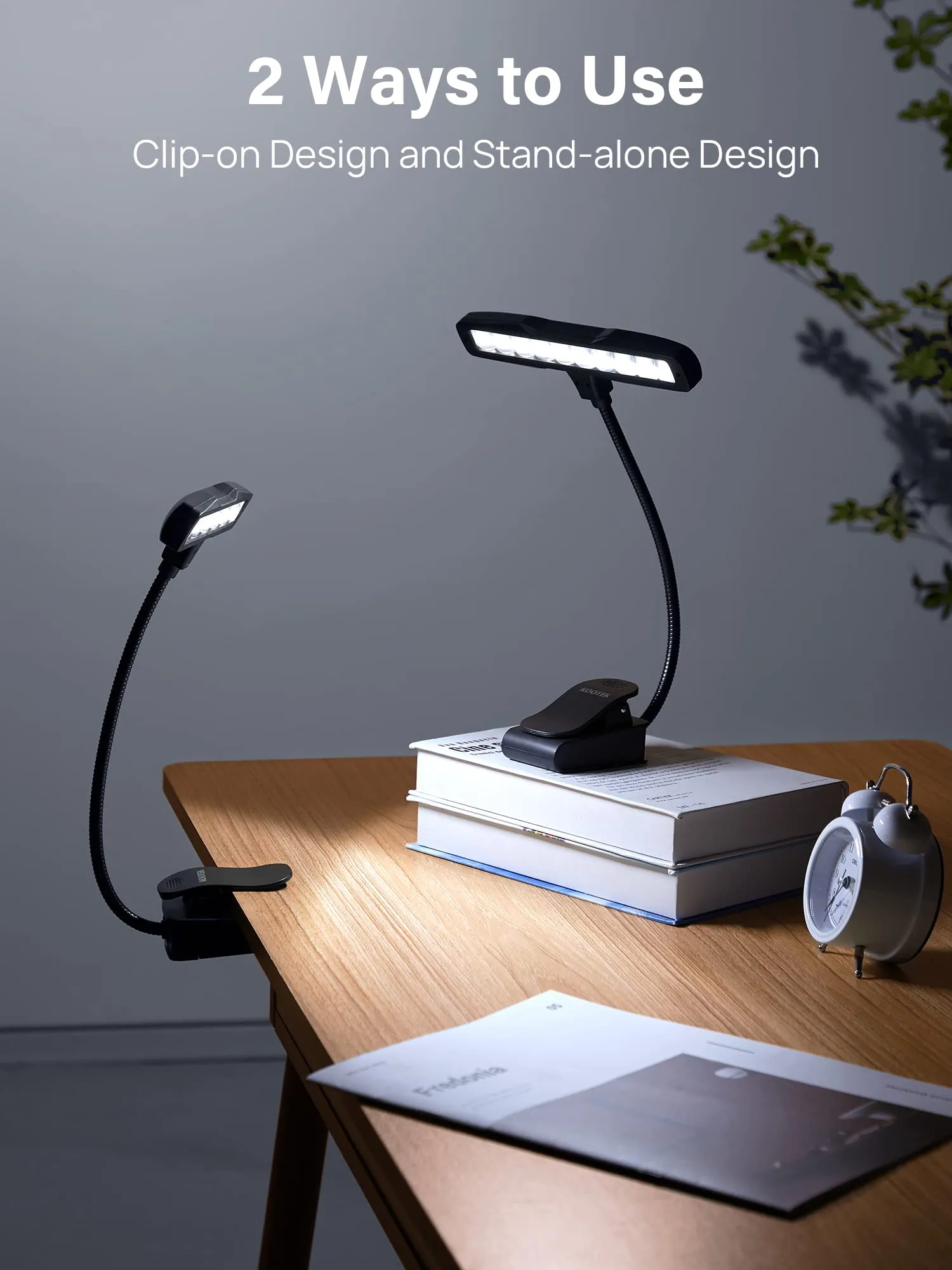 Kootek Music Stand Light, Clip On Piano Lights 10 LED Adjustable Neck Rechargeable USB Orchestra Light Book Lamp