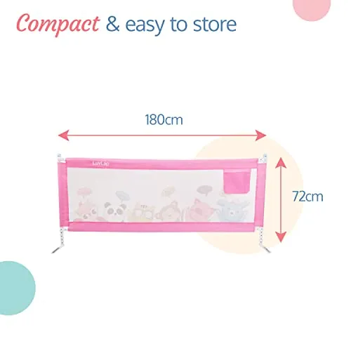 LuvLap Comfy Baby Bed Rail Guard for Baby (6 ft x 2.3 ft), 180cmx72cm, Bed rails for baby & Toddler safety, Portable baby bed fence, Adjustable Height, Single side bed rail for baby, printed Pink
