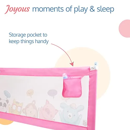 LuvLap Comfy Baby Bed Rail Guard for Baby (6 ft x 2.3 ft), 180cmx72cm, Bed rails for baby & Toddler safety, Portable baby bed fence, Adjustable Height, Single side bed rail for baby, printed Pink