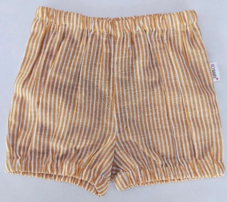 Mustard Stripes Print Cotton-Linen Boys Diaper Cover